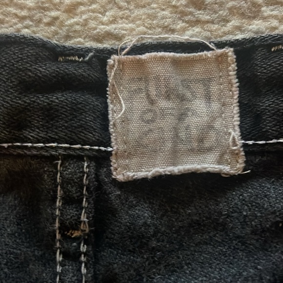 Furst of a kind denim black distressed shorts waist is 13 inches. Listing as a25 - Picture 4 of 5